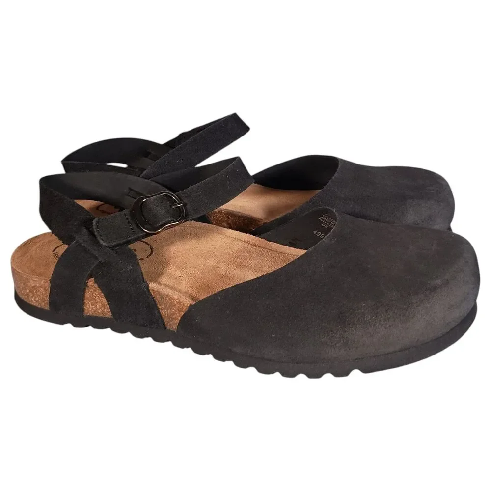 Taos Shoes Women’s 8 Black Suede Slingback Flat Closed Toe